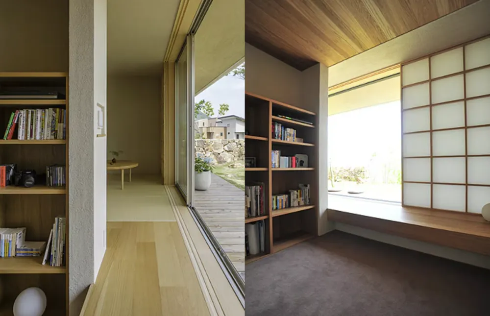 雨端と石垣のある家