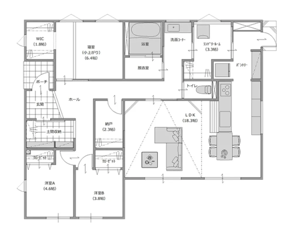ガレージのある暮らし×回遊家事動線。 好きに囲まれて暮らす平屋（紫波町）