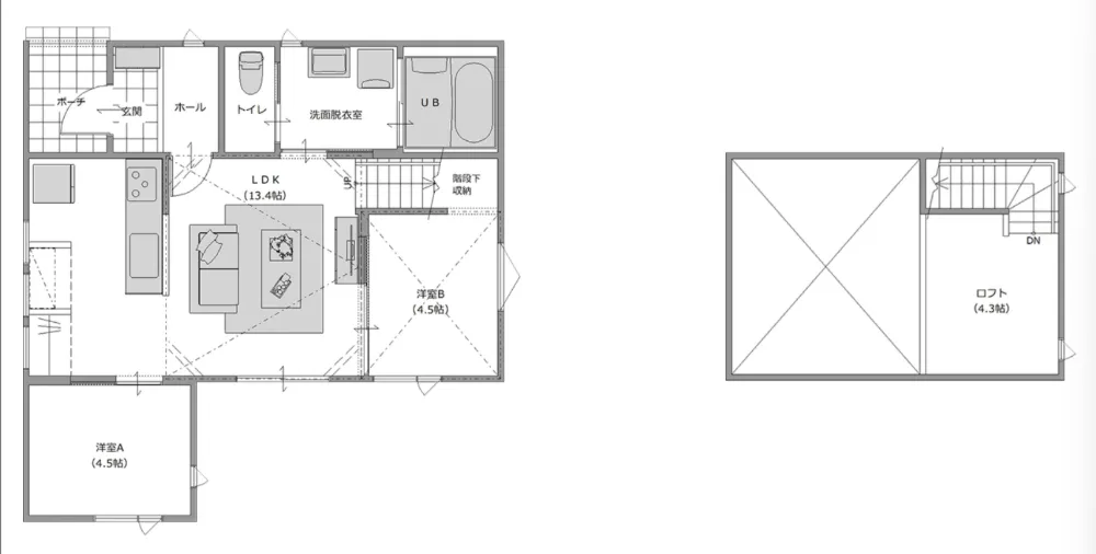 17坪で心地よく暮らす ロフトのある平屋暮らし（雫石町）